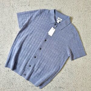 Jason Wu Light Blue Short-Sleeve Merino Wool Polo Size XL